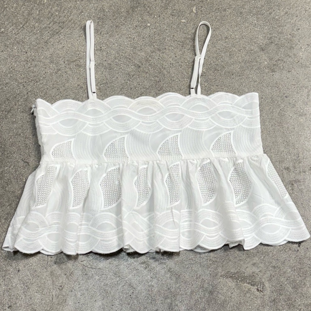 White Lace Ruffled Cami with Adjustable Straps